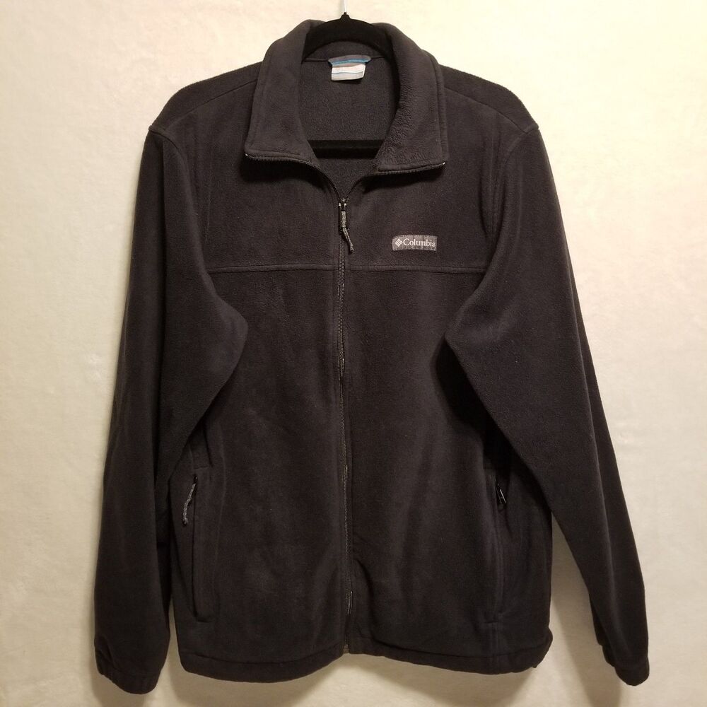 Columbia Mens L Jacket Sweatshirt Black Full Zip  Outdoors Hiking Pockets Winter